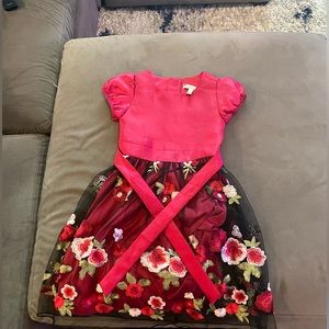 USED— Speechless lace Overlay dress red girls Black Flower Green Size 6